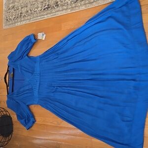 TAYLOR BRAND WOMENS PLUS SIZE ROYAL BLUE 3/4 SLEEVES LONG FEMININE DRESS SIZE 14